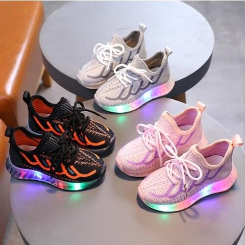 Size 21-30 Baby Breathable Toddler Shoes Boys Lightweight Glowing Sneakers Girls Luminous Sneakers Children Led Light Up Shoes