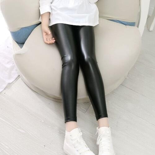 Girls Faux Leather Leggings 2020 spring and autumn childrens pants kids slim leather pants girls imitation leather pants