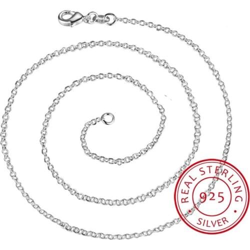 LEKANI Wholesale Sterling Silver Jewelry Pure Silver Round Rolo Chain Necklace Real Solid 925 Sterling Silver 1mm Link Chains