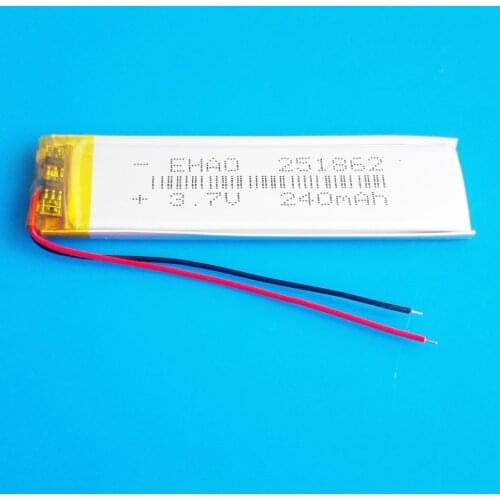 251862 3.7V 240mAh Rechargeable battery lipo polymer lithium batteries for MP3 GPS bluetooth recorder headset e-book camera