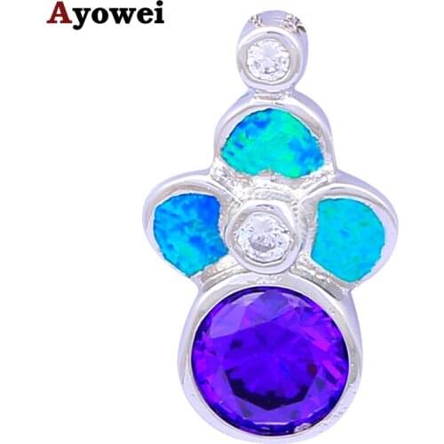 Stamp silverBlue fire Opal Fashion jewelry Necklace PendantsHot selling online Wholesale Retail Womens Crystal OP396A