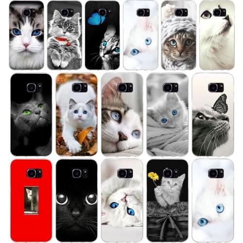 252H cat kitty blue eyes cute animal pet Soft TPU Silicone Cover Case for samsung Galaxy s6 s6 s7 edge s8 s9 plus case