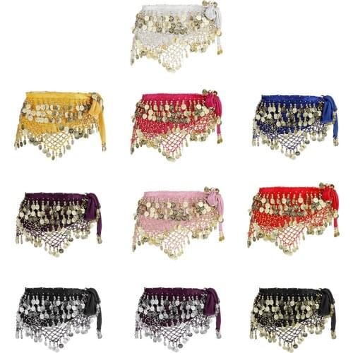 Gold Coins Belly Dancing Hip Scarf Wrap Skirt Waist Chain Dance Costumes