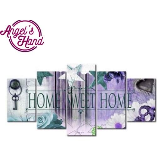 5D DIY Full home Sweet Home diy 5pcs 5d Diamond Painting Square&round Combination diamond Embroidery Mosaic Home Decor painting