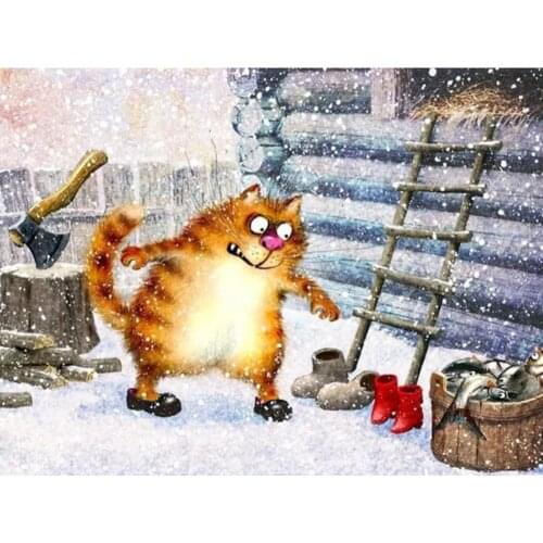 Animal Cat DIY 11CT Cross Stitch Embroidery Needlework Craft Set Printed Canvas Cotton Thread Home Decoration For Living Room