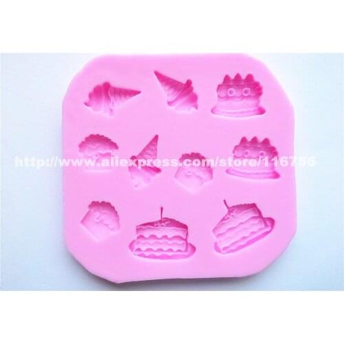 New! Free Shipping Ice Cream Shaped Silicone Mold Cake Decoration Fondant Cake 3D Food Grade Silicone Mould 145