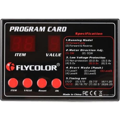 Original Flycolor Programing Card for RC Boats ESC Electronic Speed Controller