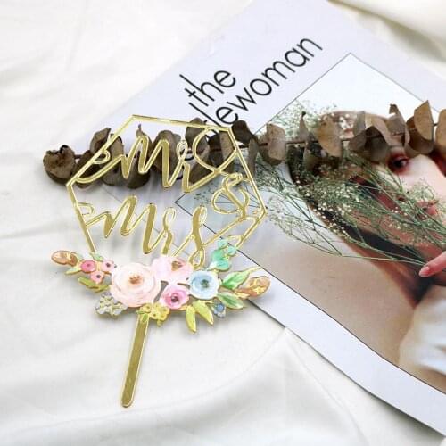 Distinctive Mr&Mrs Wedding Acrylic Cake Topper Gold Wedding Cupcake Topper Supplies for Wedding Party Cake Decorations 2020 New