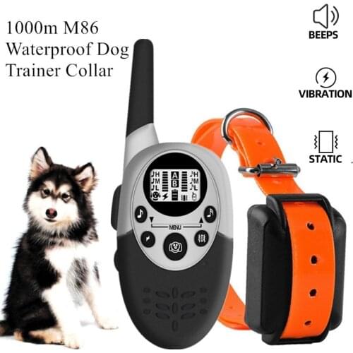 1000m Waterproof Dog Trainer Collar Remote Rechargeable Anti Barking Control Training Collar Device Vibration Sound Shock 40%off