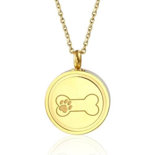 RIR Dog Pet Bone Cremation Urn Necklace Stainless Steel Ash Pendant Necklaces Per Loss Openable Jewelry For Puppy Lovers