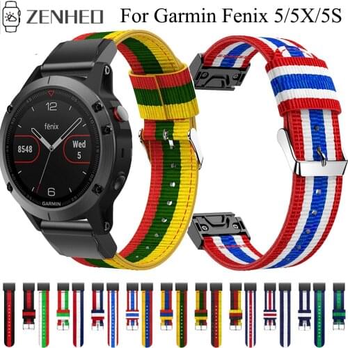 20mm/22mm/26mm Nylon Band Strap for Garmin Fenix 5 5X 5S Plus/Fenix 6 6S 6X /3 HR/Forerunner 935 Bracelet Easy Fit Watchband