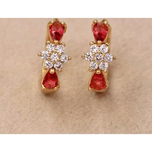 Trendy Gold Copper Plated Round Water Drop Earrings Cubic Zirconia Stone For Women Girls Fashion Jewelry Accessories Wedding Gif