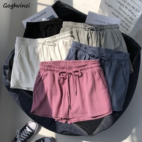 Shorts Women High-waist Elastic-waist Lace-up Solid Korean Style Slim Wide-leg Summer Hot Womens Trendy Loose New Chic Simple