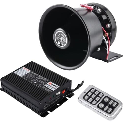 Super Loud Klaxon Police Horn 200W Pa Black Speaker Megaphone Electronic Speaker System 12v for Car Horn Police Siren
