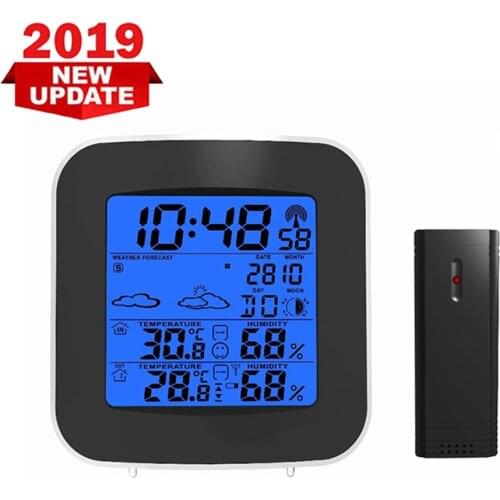 LED Wireless Weather Forecast Clock Indoor And Outdoor Temperature And Humidity Meter Alarm Clock Temperature C / F