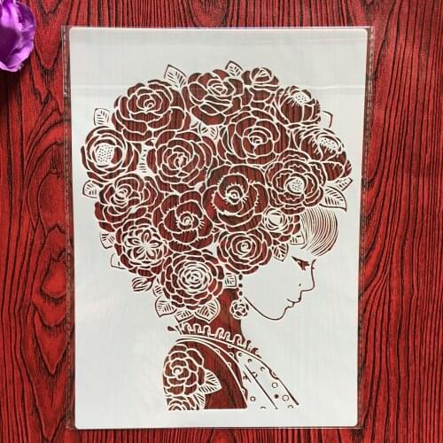 A4 29 * 21cm Beauty girl DIY Stencils Wall Painting Scrapbook Coloring Embossing Album Decorative Paper Card Template,wall