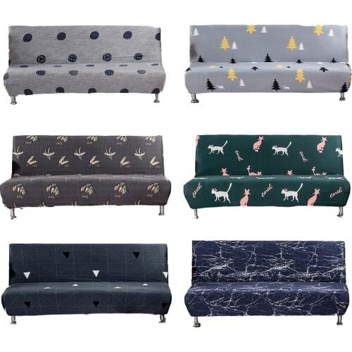 Universal Armless Sofa Bed Cover Folding Modern Seat Slipcover Stretch Geometric Elastic Couch Spandex Cover For Living Room