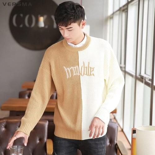 VERSMA Hip Hop Knitted Ugly Christmas Sweater Men Women Winter Korean Harajuku Embroidery New Year Sweater Pullover Dropshipping