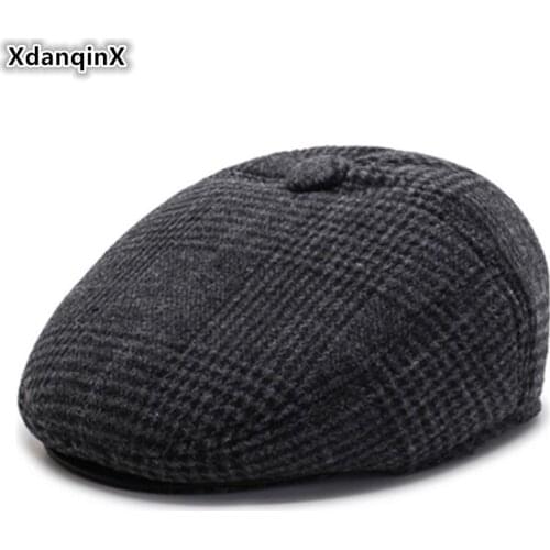 XdanqinX Winter Mens Warm Hats Thick Warm Berets Plus Velvet Earmuffs Cap 2019 New Cold-proof Dads Caps Men Winter Hat Beret