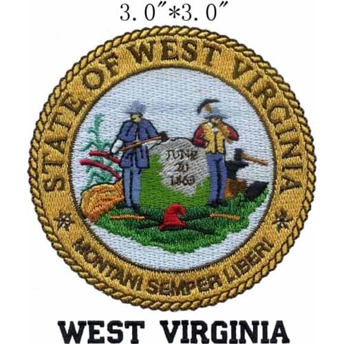 West Virginia State Seal 3" wide embroidery patch for flower patches/goal/biker embroidered patches