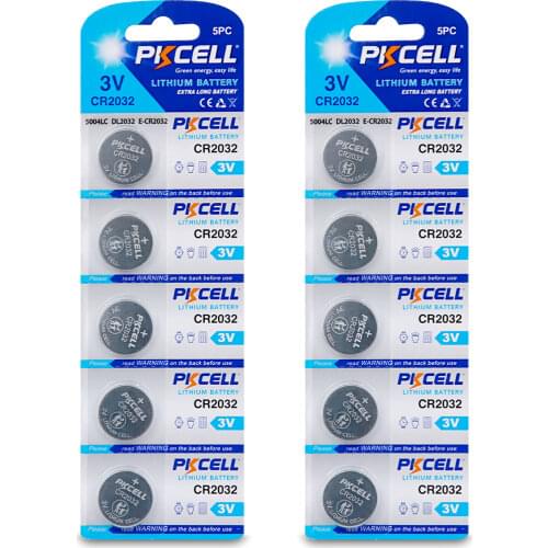 10Pcs CR2032 3V Battery Lithium Button Battery BR2032 DL2032 ECR2032 Coin Cell for car remote key watch 2 Pack