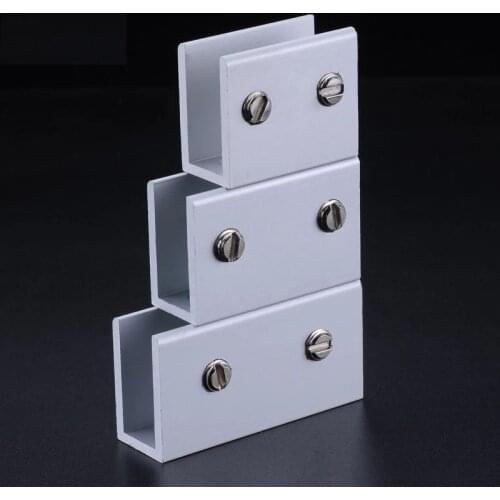 2PCS Myhomera Glass Clamps for 5/8/10mm Shelves Holder Corner Bracket Clamp Aluminum Thick Glass Clips 6 Sizes 8x40mm 10x60mm