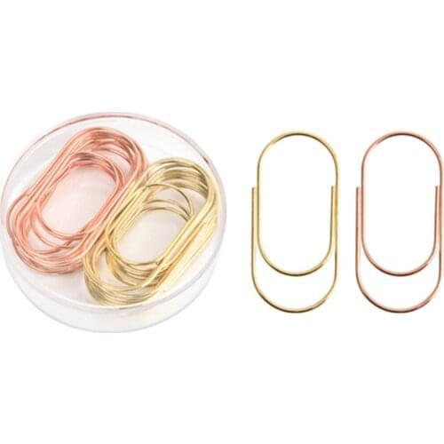 20pcs/box Rose Gold Paper Clips 50mm Hollow Out Bookmark Planner Photos Tickets Holder Documents Letter Clamp Stationery
