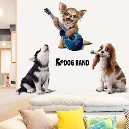 3 Cute Dog Animal Concert Stickers for Living Room Bedroom Childrens Room Wall Decoration Childrens Gifts