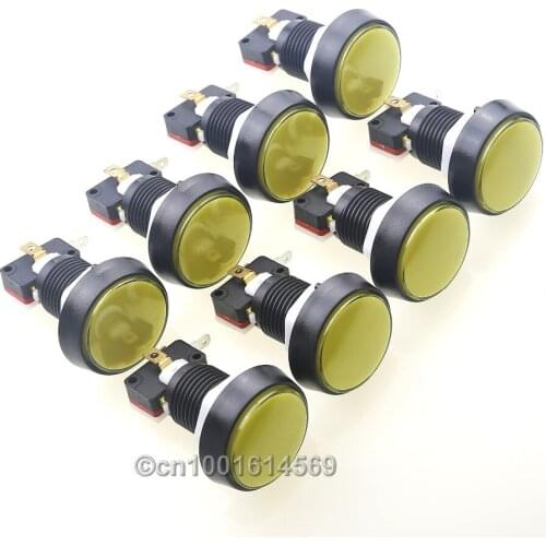 New 8pcs 44mm 5V Illuminated LED Arcade Push Button With Microswitch For JAMMA Game & MAME Project 5 colors Available - Yellow