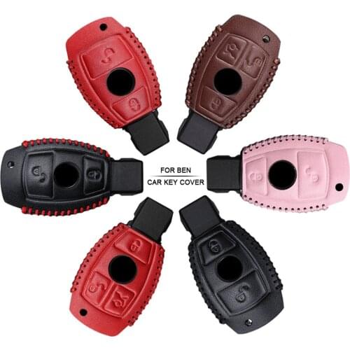 Car Accessories Key Cover Case For Mercedes Benz W204 W211 CLA W203 W176 W177 W210 Hand-woven Smoky Grey Metal Keyring Keychain