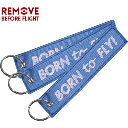 3 PCS/LOT Car Key Keychain Jewelry Embroidery BORN TO FLY Key Ring Chain for Aviation Gifts Luggage Tags Key Chians