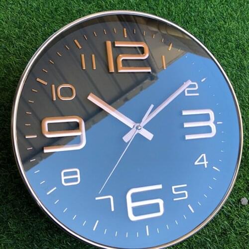 12 Inch Rose Gold Wall Clock Modern Minimalist Round Clock Glass Wall Clock Mute Quartz Clock Home Decorate