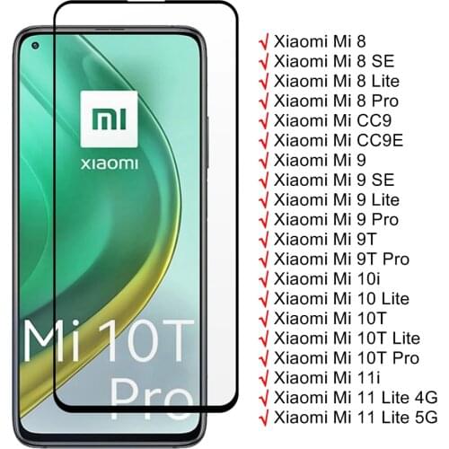 Black Tempered Glass For Xiaomi Mi 11i 10i 11 Lite Mi 9 SE 9T Pro CC9 8 10 T Screen Protector Film For Xiaomi Mi 10T Pro Glass