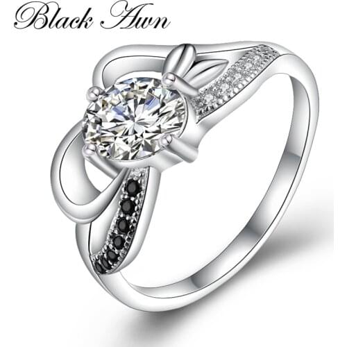 BLACK AWN 2021 New Genuine 100% Sterling 925 Silver Jewelry Square Engagement Rings for Women Gift C378