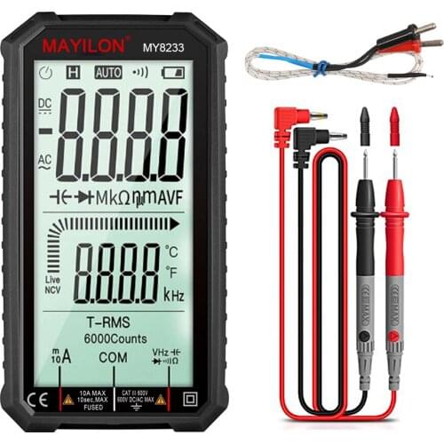LCD Digital Intelligent Multimeter Direct Current AC Voltage Current Resistance Capacitance Line On-off Temperature Diode