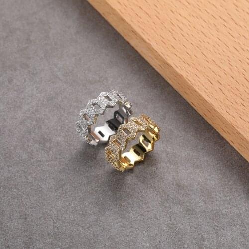 Zircon Rings Brass mirco pave Hip Hop Ring Iced Out For Men And Women R032