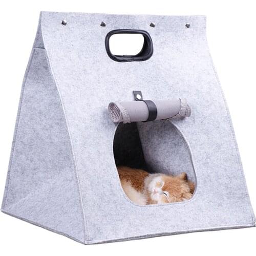 HOT Pet Cats Carrier Folding Portable Wool Felt Cave Bed Travel Bag for Cats Puppy Kitten NDS