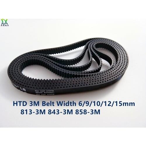HTD 3M Timing belt C= 813 843 858 width 6/9/15mm Teeth 271 281 286 HTD3M synchronous 813-3M 843-3M 858-3M