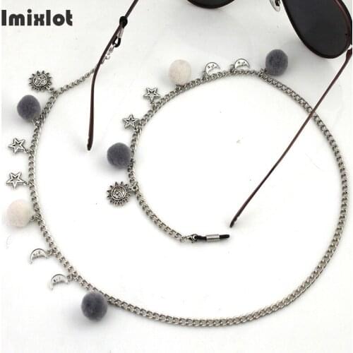 Fashion Sun Star Moon Sunglasses Chains Lanyard Women Anti-slip Pompom Reading Glasses Chain Cord Holder Neck Strap Rope Gift
