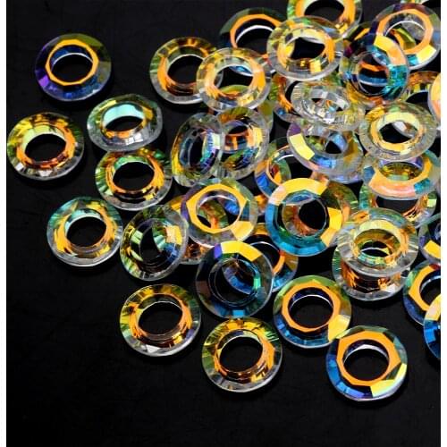Crystal AB Glass Round Beads 6/8/10/14/20MM Big Hole Loose Beads Cosmic Ring for Jewelry Making Necklaces Earrings Accessories