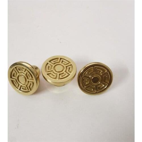 Brass Round Pattern Handle Golden Solid Copper Drawer Cabinet Door Knobs Wine Cabinet Bookcase Shoe Cabinet Single Hole Pulls