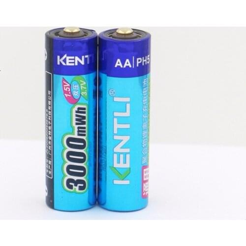 2pcs KENTLI 1.5v 3000mWh battery Li-polymer lithium rechargeable AA battery