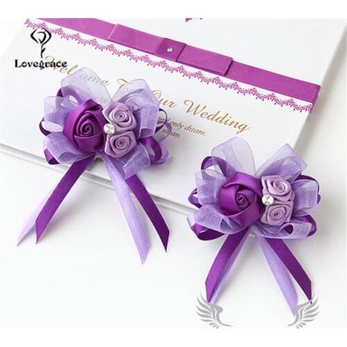 Silk Roses Men Boutonniere Wedding Corsage Bracelet for Bridesmaids Wedding Buttonhole Groomsman Marriage Decor Sister Wristband