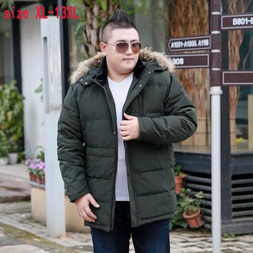 New fashion high quality super large Men Casual Warm Thick Fur collar with hood Loose Down Jacket coat plus size XL11XL12XL13XL
