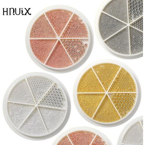 Nail Art Tiny 0.8-3mm Steel Caviar Beads Mixed Size 3D Design Rose Gold Gold Silver Black Jewelry Manicure DIY Decoration