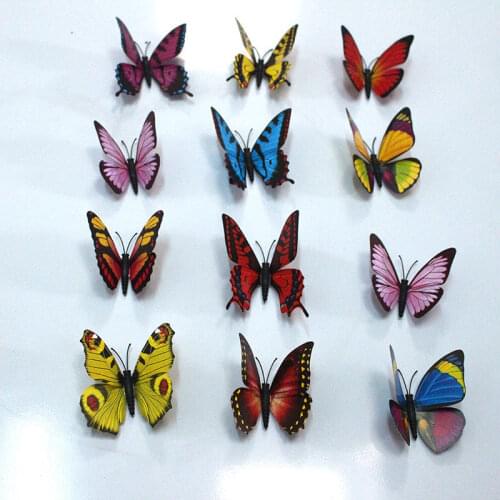 9cm(random colors) Butterfly Home Decoration 3D Simulation Buterfly Wall Stickers Home Living Room Decal Magnet Crafts