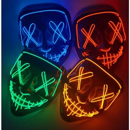 Cosmask Halloween Neon Maske Led Mask Masque Masquerade Party Masks Light Glow In The Dark Horror Mask Glowing Mask Cosplay Prop