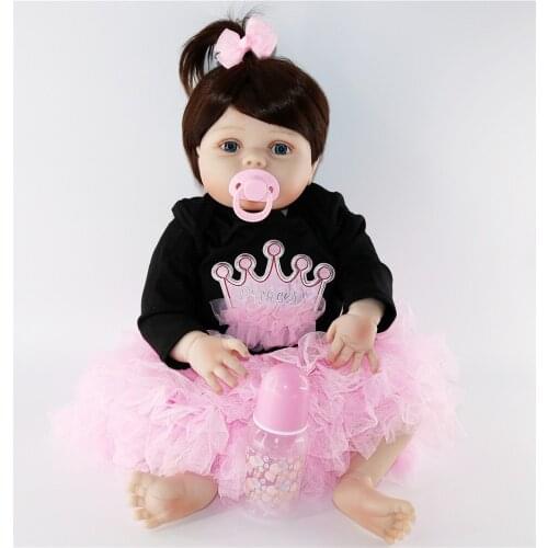 New face design Bebe Reborn Doll 57 cm Full Silicone Vinyl real alive Girl Baby Doll Toys For Children Xmas Gift Menina Brinqued