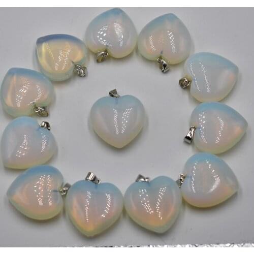 Wholesale 12pcs/lot 2020 fashion opal stone heart charms pendants for jewelry making 30mm top quality free shipping