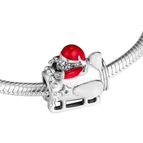 Fits for Pandora Charms Bracelets Santa in Space Beads 100% 925 Sterling Silver Jewelry Free Shipping